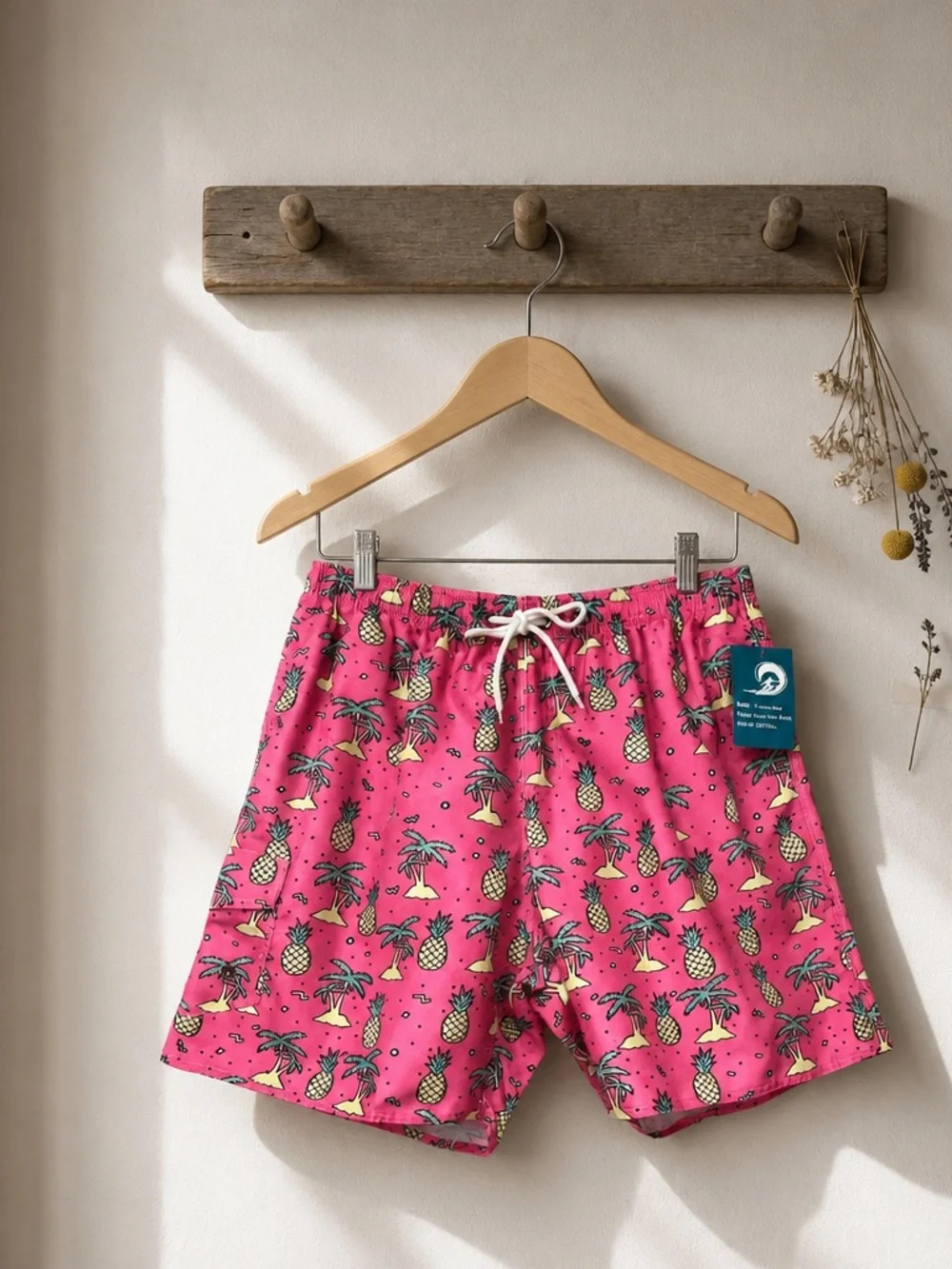 Scotamalone Mens XL Hot Pink Pineapple Palm Tree Swim Trunks Board Shorts NWT